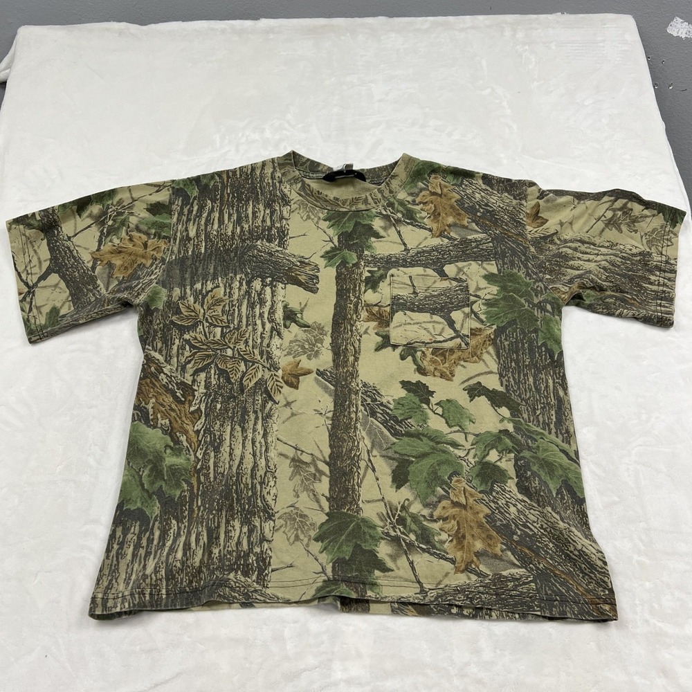 90s Liberty Pocket T-Shirt Mens 3XL Green Realtree Camouflage Short Sleeve Tee